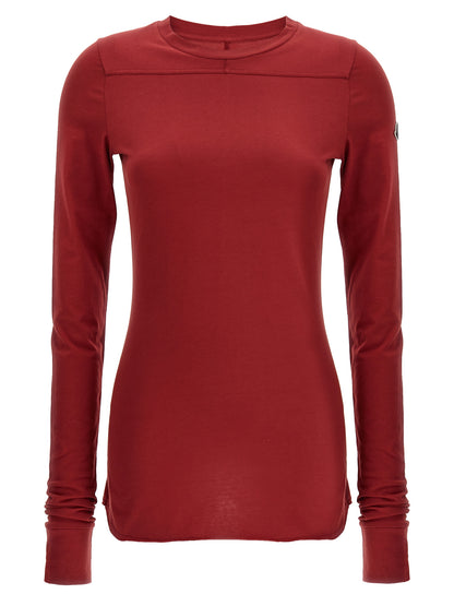 Activewear T-Shirt by Rick Owens for women in cotton multicolor & red features an contemporary design with , a long-sleeve length, and a contemporary crew neckline.