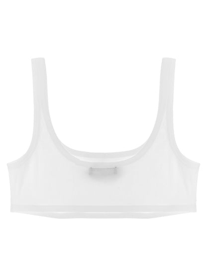 Bra by Versace for women in stretch cotton white features a sultry design from the Women's Stretch Cotton Bra collection, offering a sultry fit and sophisticated support for an elegant silhouette.