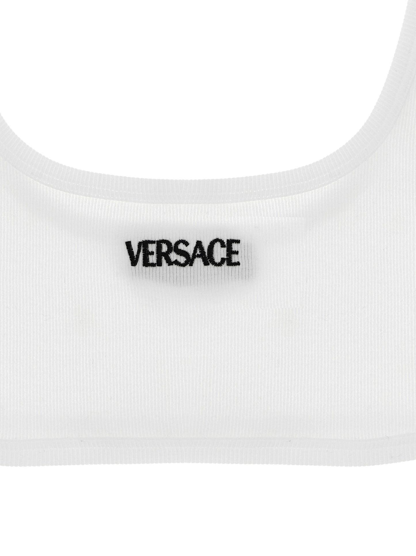 Bra by Versace for women in stretch cotton and white showcases a cute silhouette, artfully capturing the essence of Women's Stretch Cotton Bra with its cute design and meticulous finish.