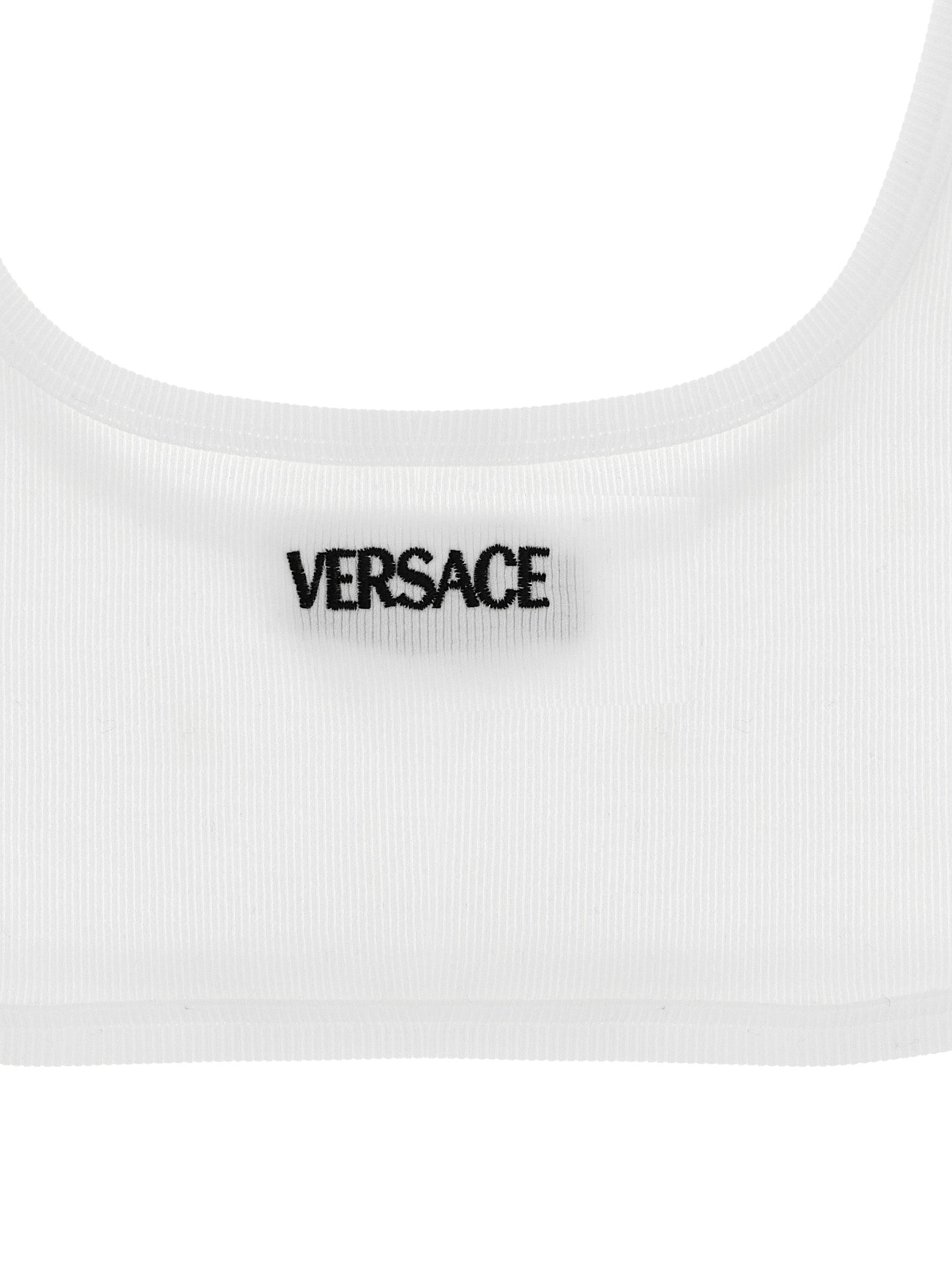 Bra by Versace for women in stretch cotton and white showcases a cute silhouette, artfully capturing the essence of Women's Stretch Cotton Bra with its cute design and meticulous finish.