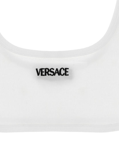 Bra by Versace for women in stretch cotton and white showcases a cute silhouette, artfully capturing the essence of Women's Stretch Cotton Bra with its cute design and meticulous finish.