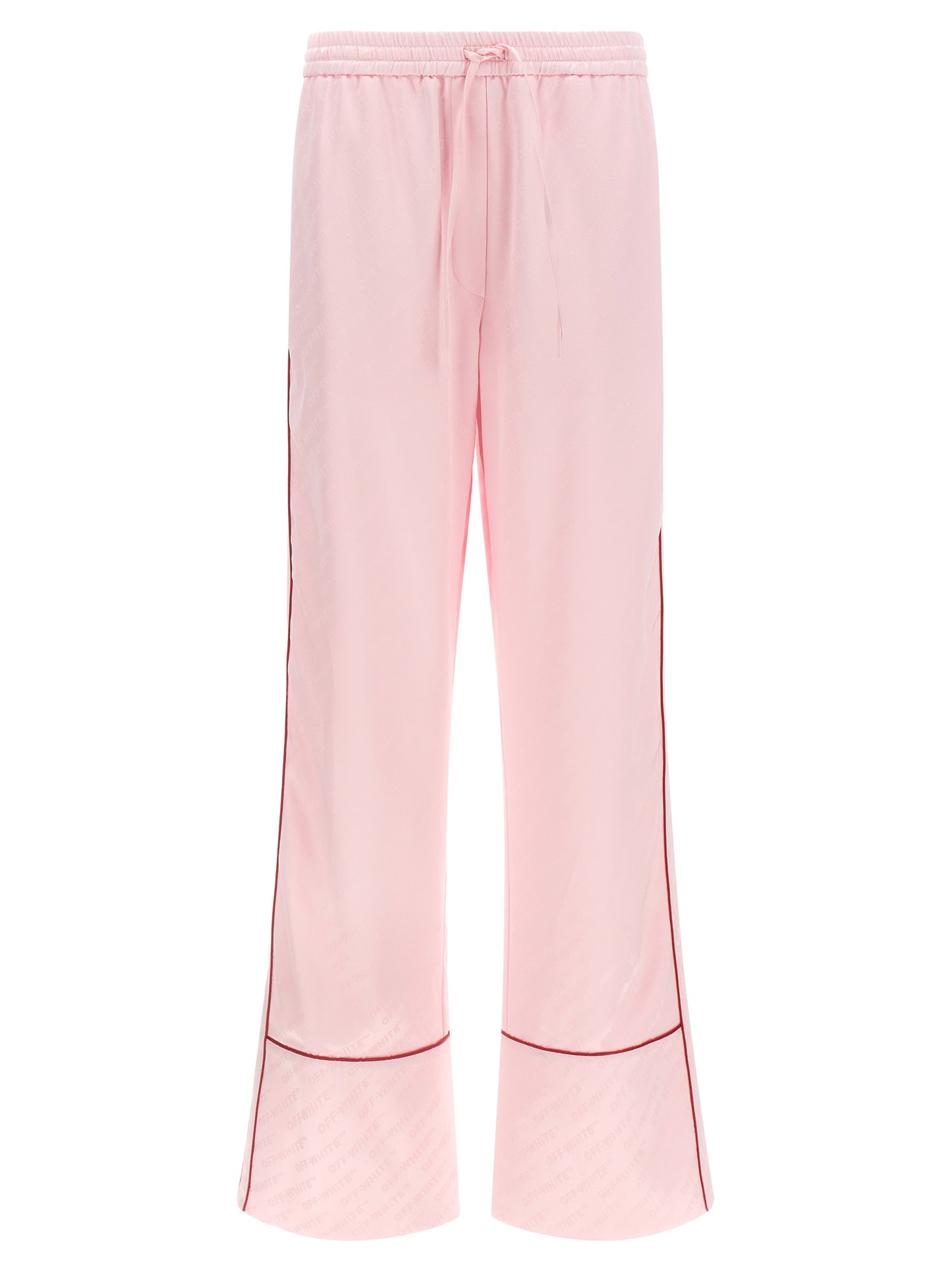 Casual Pants by Off-White for women in satin polyester & viscose multicolor, pink, white & jacquard features an sophisticated and straight & wide with a precise long, creating a sophisticated and sophisticated silhouette.
