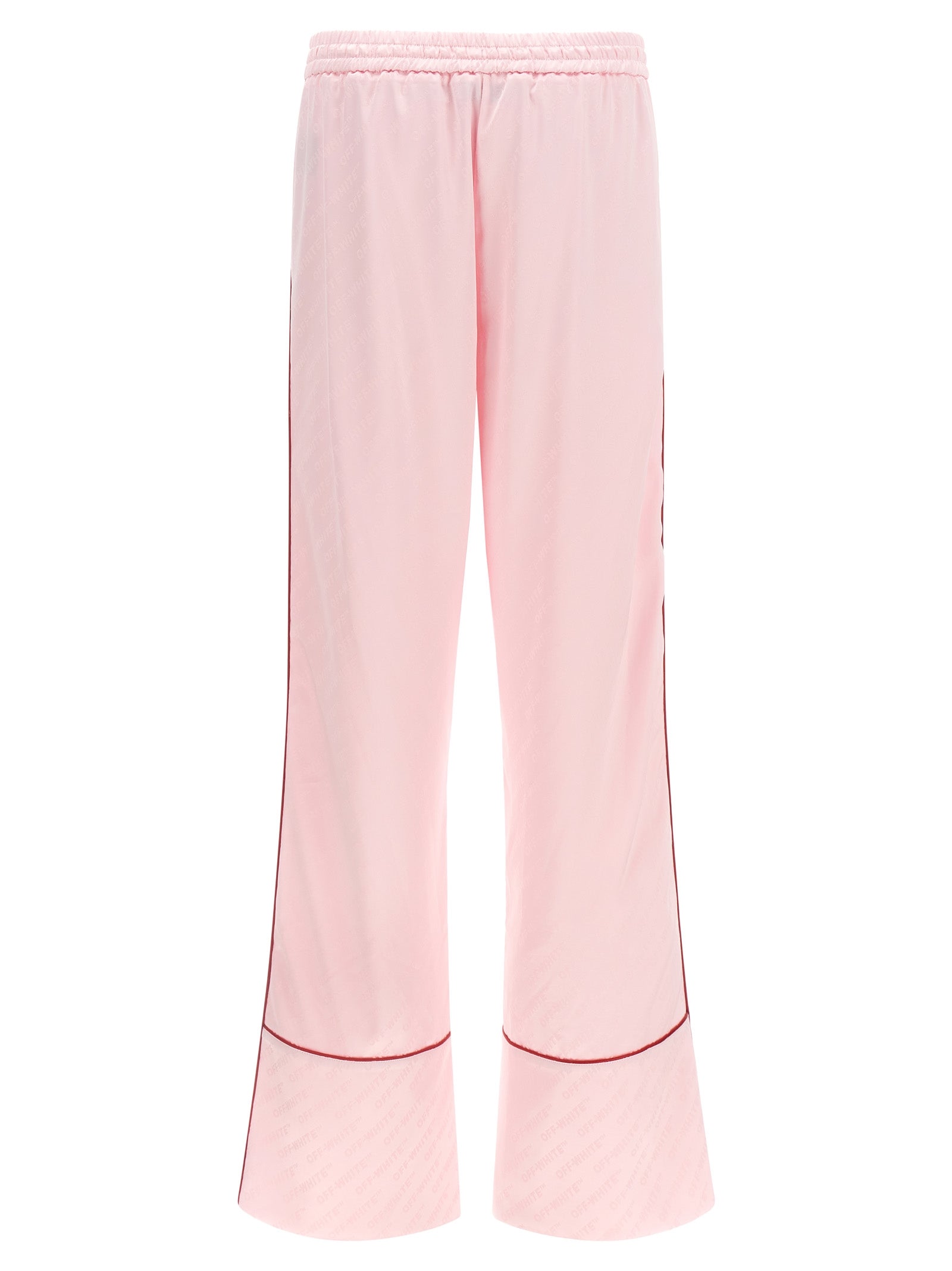 Casual Pants by Off-White for women in satin polyester & viscose multicolor, pink, white & jacquard features a refined silhouette with a refined straight & wide, defined by a and a refined long for a refined finish.