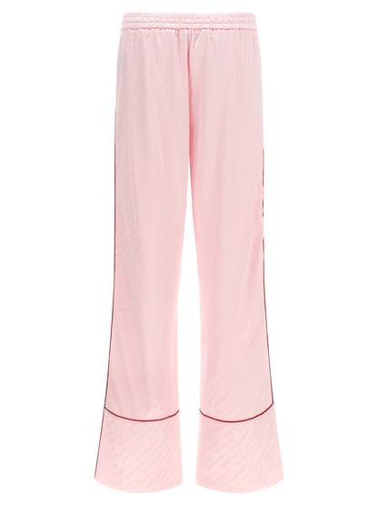 Casual Pants by Off-White for women in satin polyester & viscose multicolor, pink, white & jacquard features a refined silhouette with a refined straight & wide, defined by a and a refined long for a refined finish.