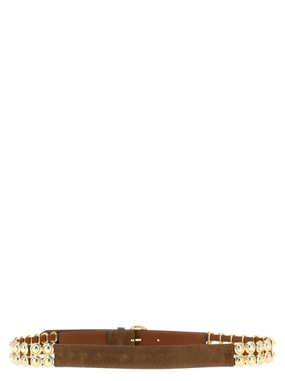 Belt by PINKO for women in suede lamb leather brown features a versatile silhouette, artfully showcasing the versatile design of the Suede Lamb Leather Belt for a sophisticated, premium finish.