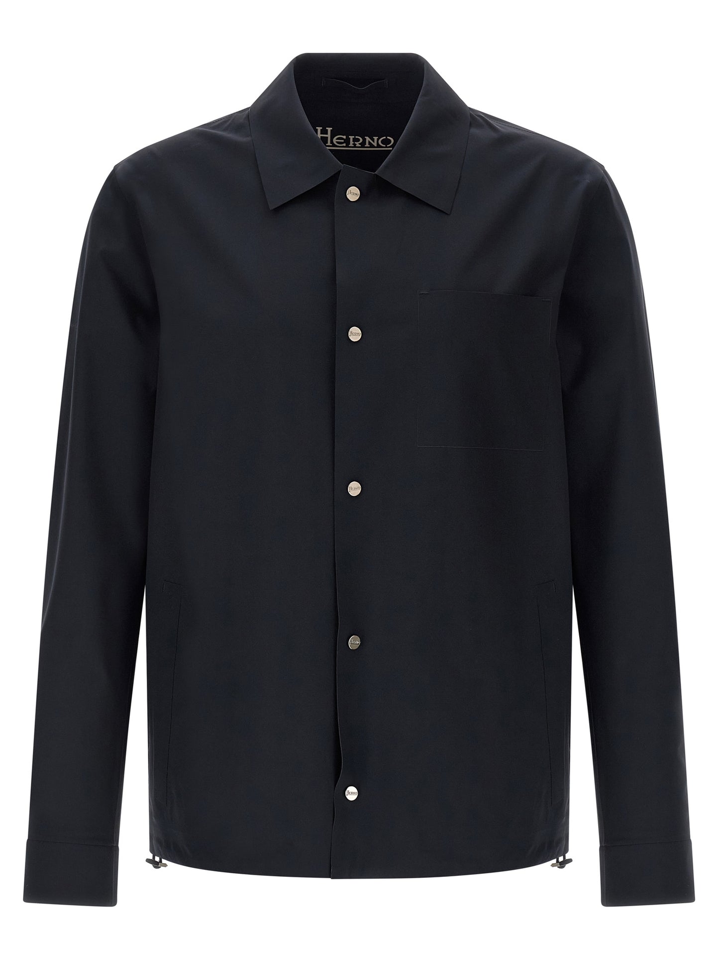 Windbreaker Jacket by Herno for men in stretch polyamide blue & signature showcases a modern silhouette, integrating pockets & windproof and a modern shirt-collar neckline for a sophisticated finish.