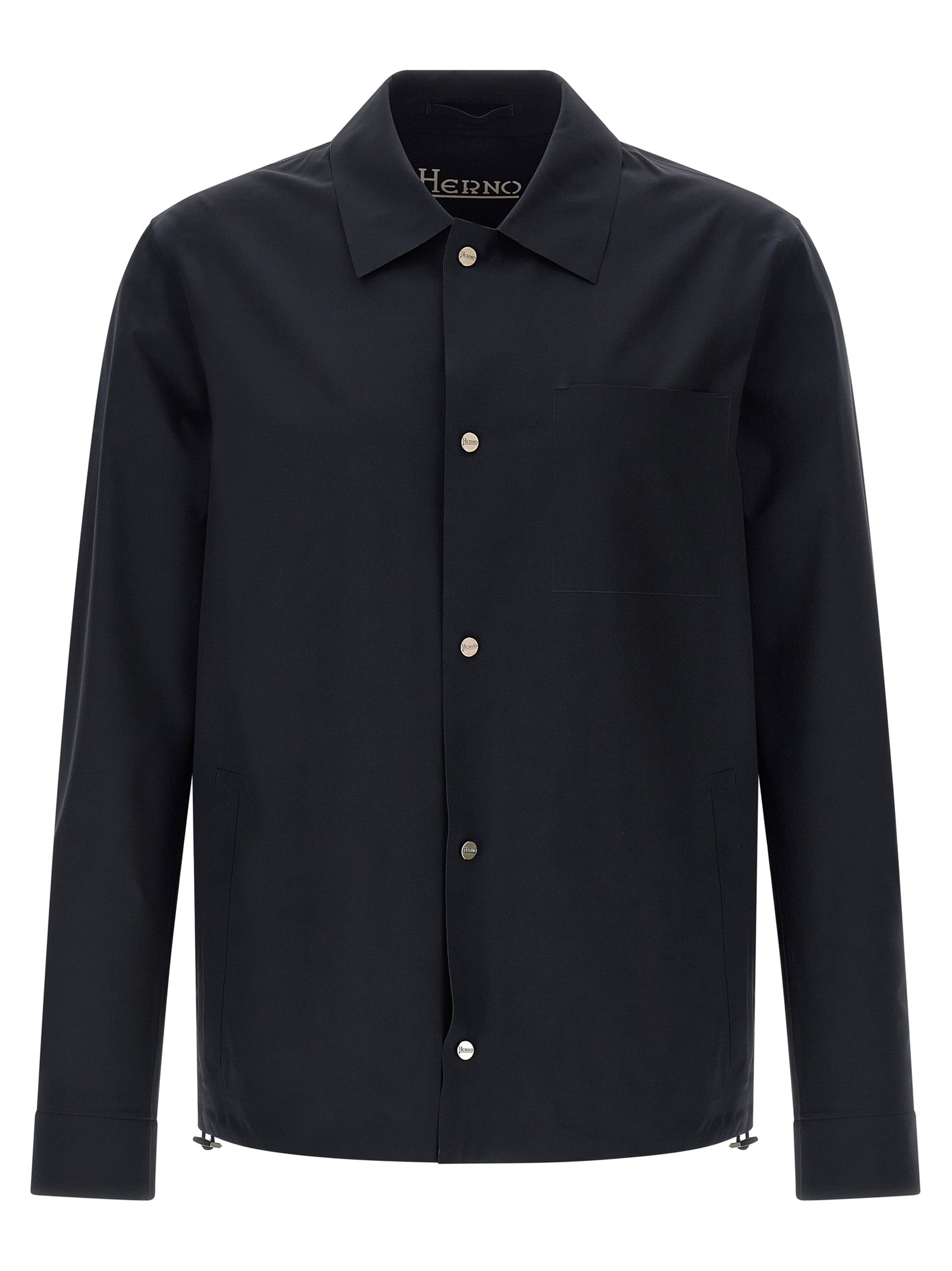 Windbreaker Jacket by Herno for men in stretch polyamide blue & signature showcases a modern silhouette, integrating pockets & windproof and a modern shirt-collar neckline for a sophisticated finish.