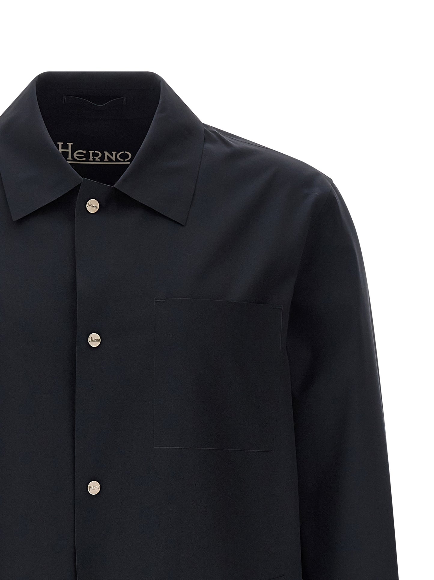 Windbreaker Jacket by Herno for men in stretch polyamide blue & signature features an stylish silhouette, showcasing a sophisticated shirt-collar neckline and performance-driven pockets & windproof for a premium, stylish look.