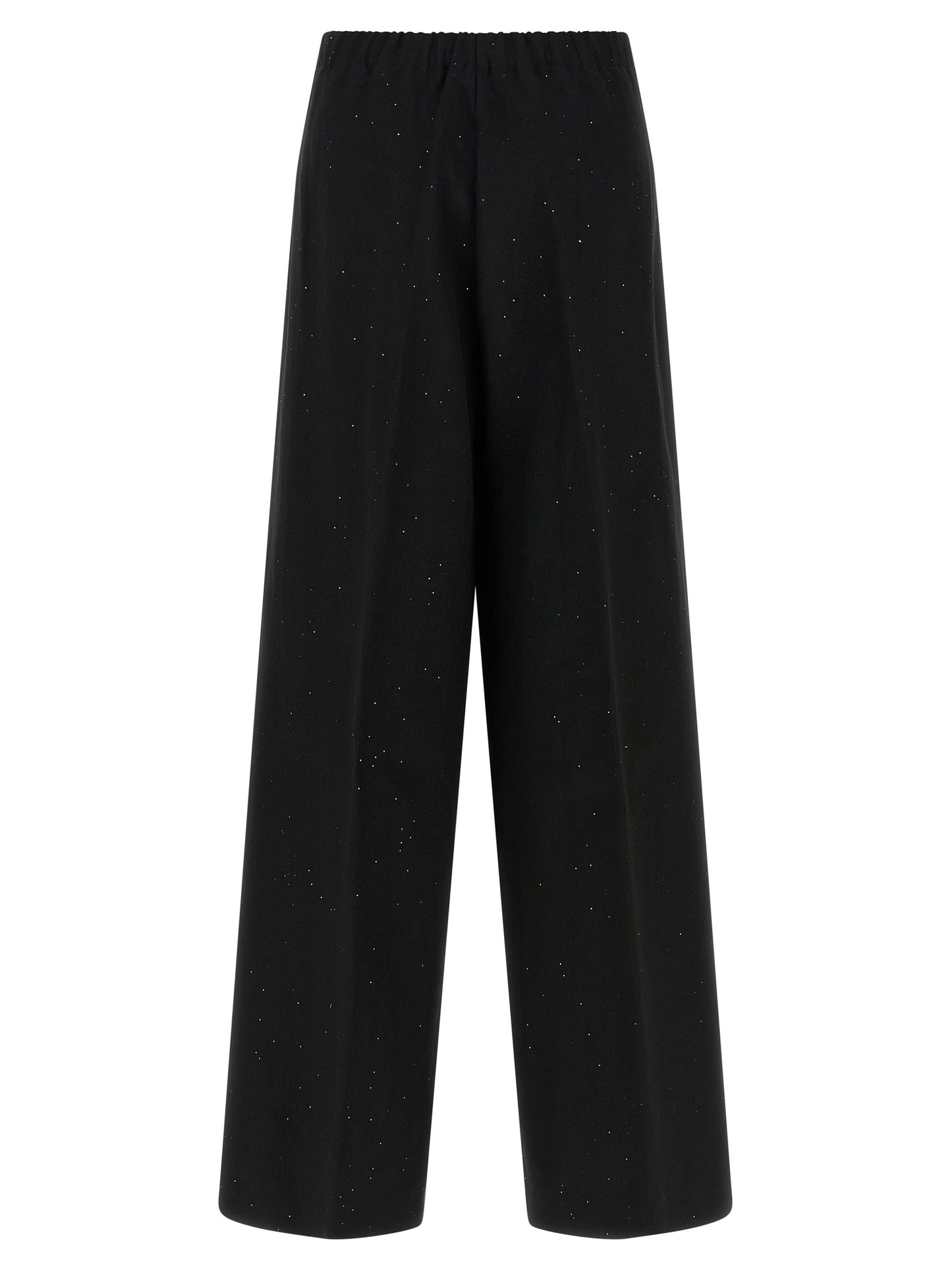 Herno Women's Straight Leg Wide Polyamide Linen Viscose & Sequins Jeans - Black