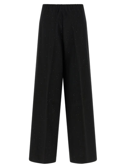 Herno Women's Straight Leg Wide Polyamide Linen Viscose & Sequins Jeans - Black