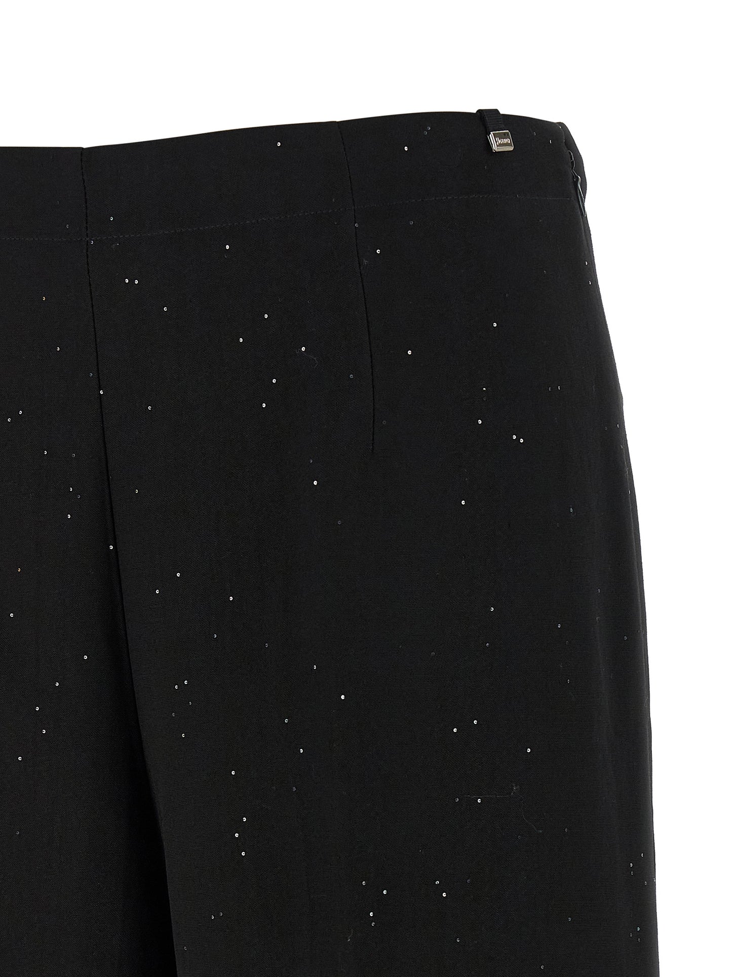 Herno Women's Straight Leg Wide Polyamide Linen Viscose & Sequins Jeans - Black