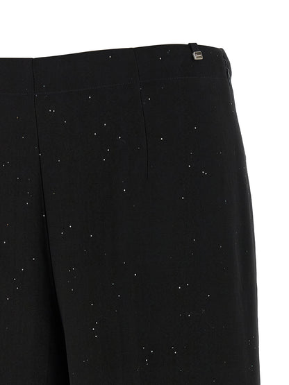 Herno Women's Straight Leg Wide Polyamide Linen Viscose & Sequins Jeans - Black