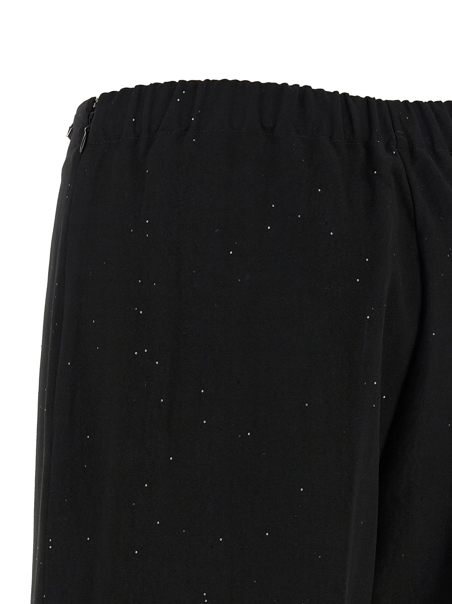 Herno Women's Straight Leg Wide Polyamide Linen Viscose & Sequins Jeans - Black