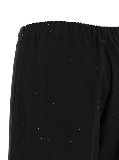 Herno Women's Straight Leg Wide Polyamide Linen Viscose & Sequins Jeans - Black