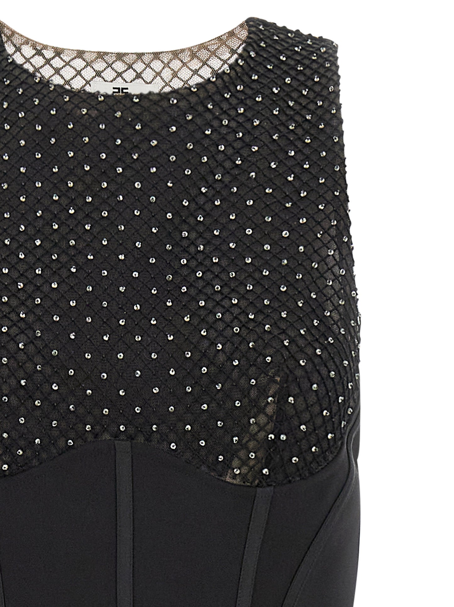 Dress by Elisabetta Franchi for women in polyester patent leather black & red features an cute silhouette, detailed with a and split neckline that elegantly flows into a cute long.