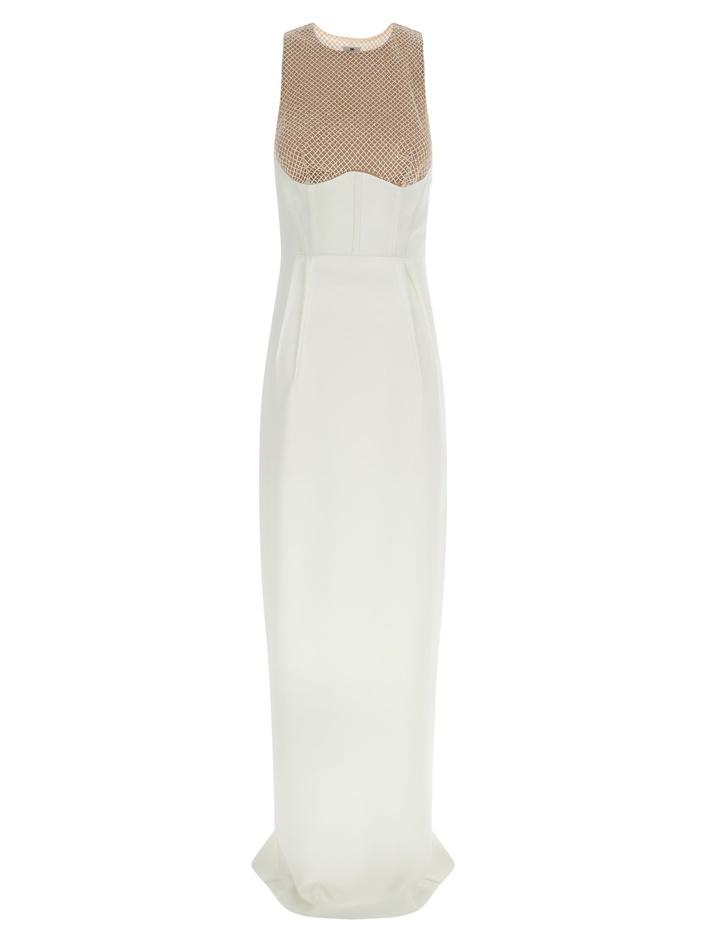 Dress by Elisabetta Franchi for women in polyester patent leather red & white features an sultry silhouette defined by a split neckline and , falling to an sultry long for a sultry look.