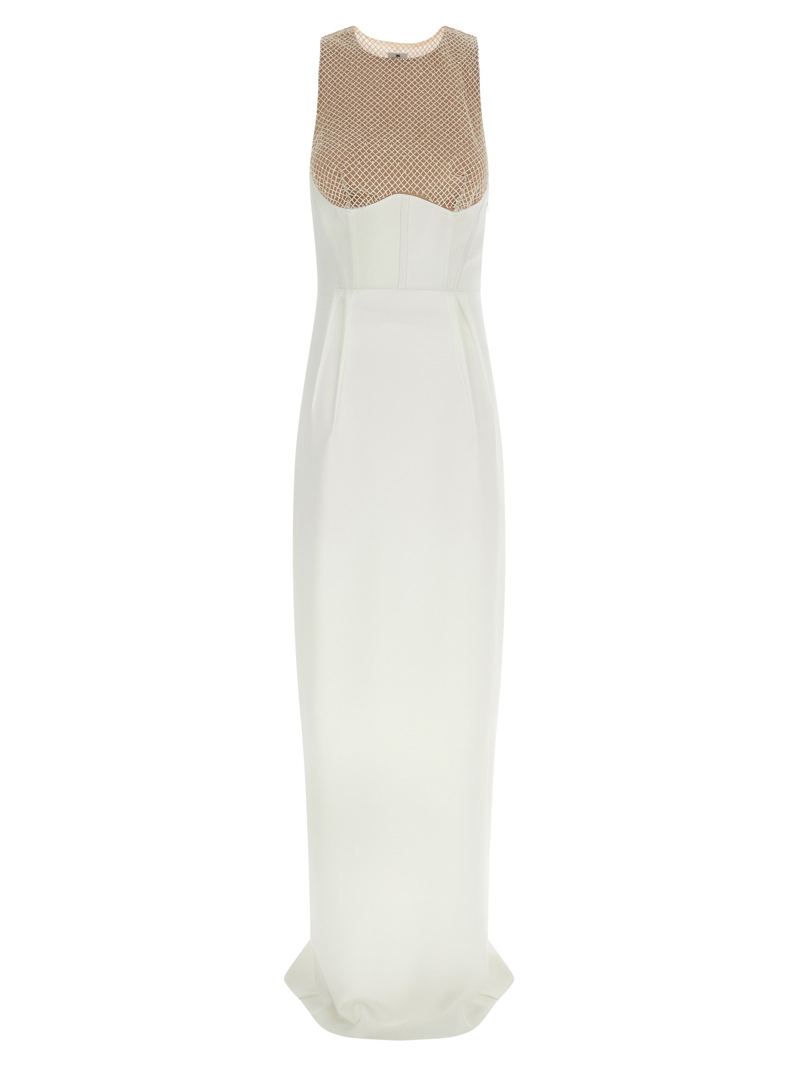 Dress by Elisabetta Franchi for women in polyester patent leather red & white features an sultry silhouette defined by a split neckline and , falling to an sultry long for a sultry look.