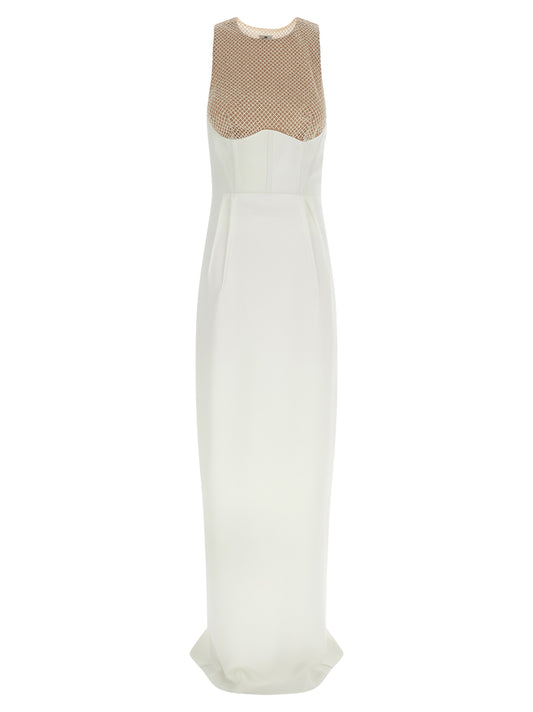 Dress by Elisabetta Franchi for women in polyester patent leather red & white features an sultry silhouette defined by a split neckline and , falling to an sultry long for a sultry look.