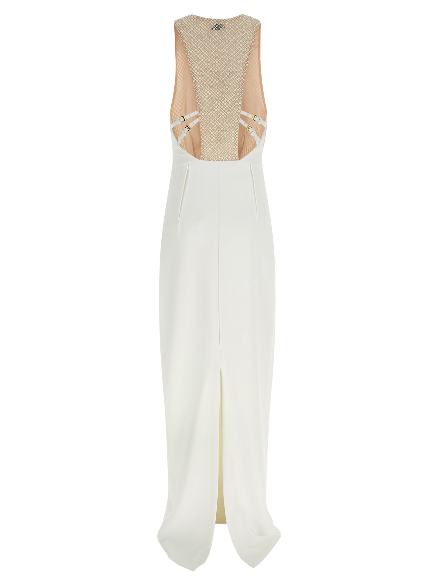 Dress by Elisabetta Franchi for women in polyester patent leather red & white features an eye catching silhouette with a sophisticated split neckline, elegant , and a refined long for a eye catching aesthetic.
