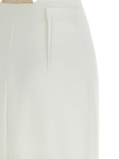 Dress by Elisabetta Franchi for women in polyester patent leather red & white presents a sinuous silhouette, showcasing a sophisticated and detailed with a sinuous long for a refined finish.