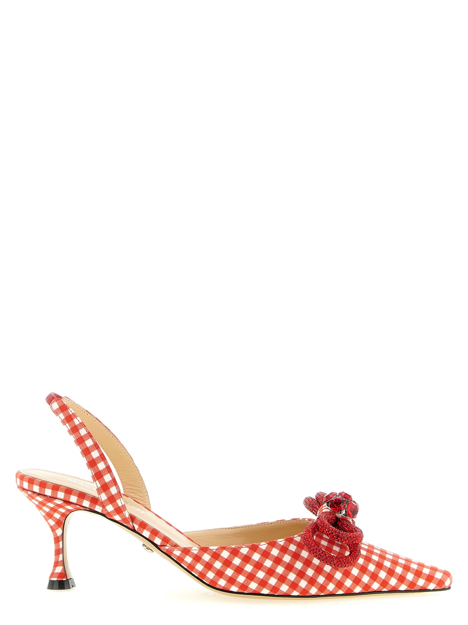 Mid-Heel Stiletto Slingback Pumps Heels by MACH & MACH for women in cotton multicolor, red & print features a effortlessly chic Heart Women's Cotton Mid-Heel Stiletto Slingback Pumps Heels design with a sophisticated stiletto mid-heel and elegant .