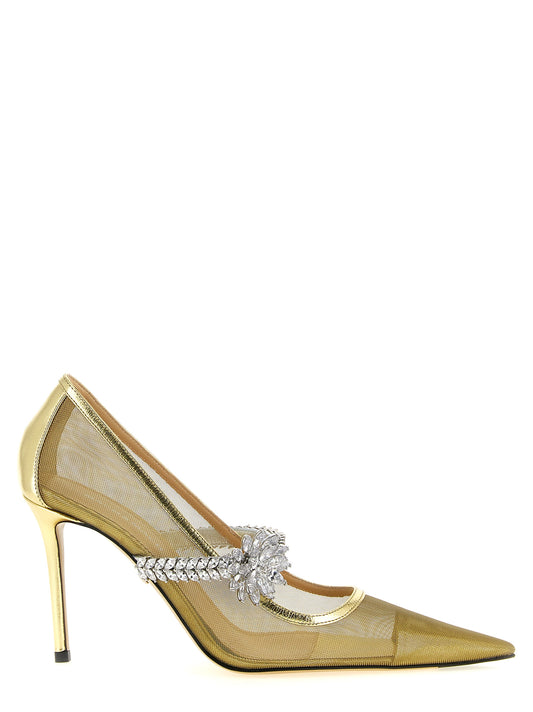 High-Heel Stiletto Pumps Heels by MACH & MACH for women in polyamide leather & crystal gold features an effortlessly chic silhouette from the Lotus Women's Polyamide Leather & Crystal High-Heel Stiletto Pumps Heels collection, showcasing a stiletto high-heel and effortlessly chic for a effortlessly chic look.