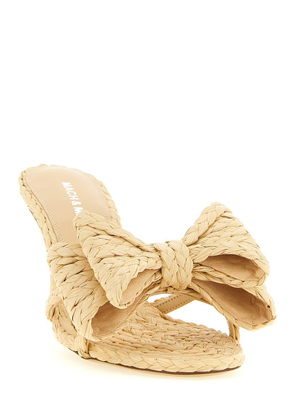Stiletto Mules Sandals by MACH & MACH for women in leather & raffia beige features an effortlessly chic silhouette from the Women's Leather & Raffia Stiletto Mules Sandals collection, showcasing a effortlessly chic stiletto and elegant .