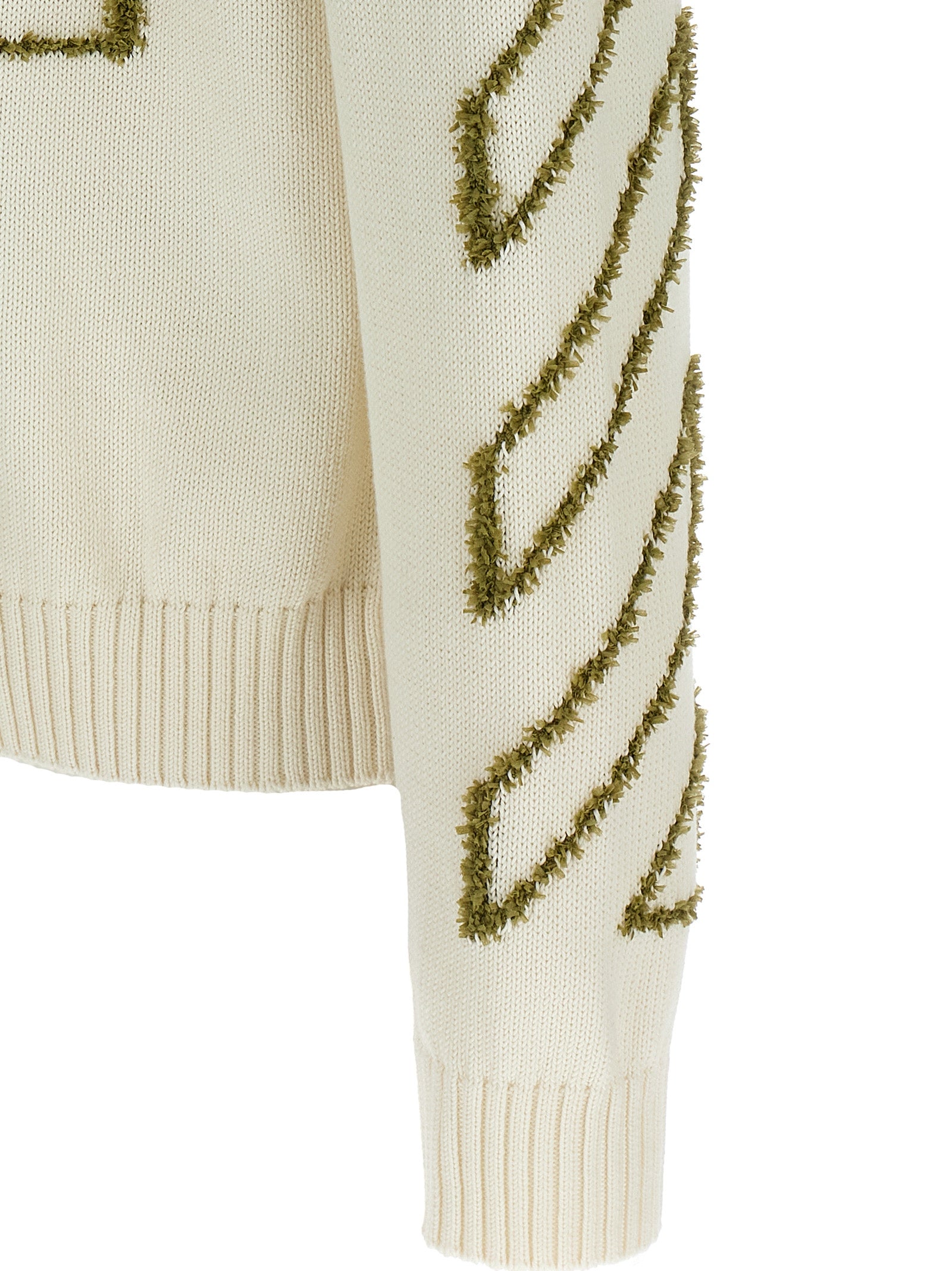 Cardigan by Off-White for men in cotton beige & white features an crisp silhouette, showcasing a sophisticated and detail for a truly crisp finish.