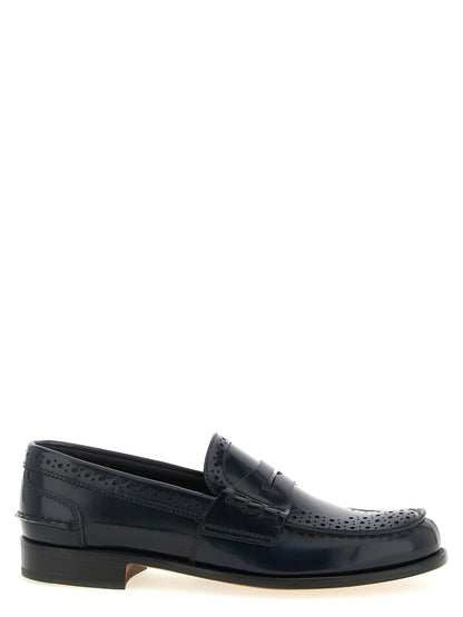 Flat Brogue Brogues Loafer Slip-On Shoes by Church's for women in bos taurus calfskin leather blue & patterned showcases a timeless silhouette from the Women's Bos Taurus Calfskin Leather Flat Brogue Brogues Loafer Slip-On Shoes collection, featuring a timeless flat and for a timeless finish.