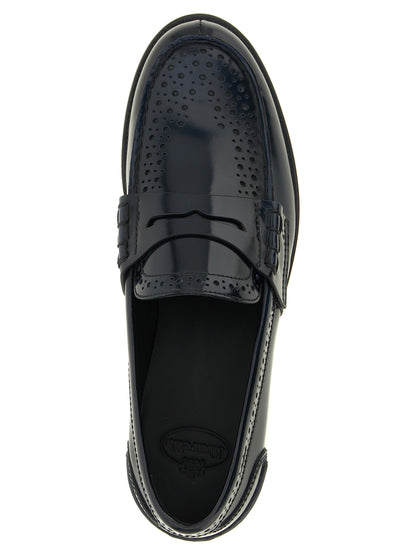 Flat Brogue Brogues Loafer Slip-On Shoes by Church's for women in bos taurus calfskin leather blue & patterned features an ergonomic silhouette, perfectly showcasing Women's Bos Taurus Calfskin Leather Flat Brogue Brogues Loafer Slip-On Shoes with its distinct flat and elegant .