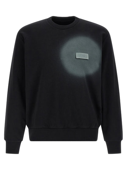 Sweatshirt by MM6 Maison Margiela for men in cotton polyester black, white & signature showcases a slouchy chic silhouette, artfully detailed with a slouchy chic crew neckline and long-sleeve for a slouchy chic finish.