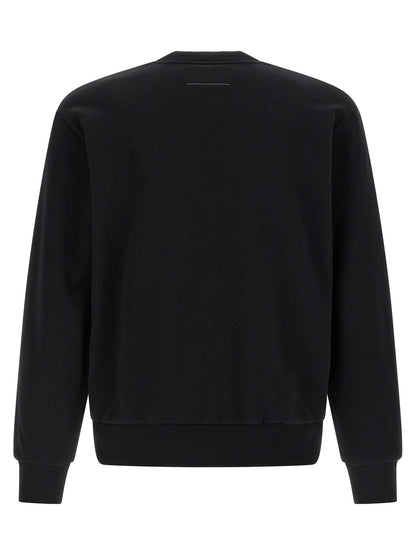 Sweatshirt by MM6 Maison Margiela for men in cotton polyester black, white & signature presents a smart casual silhouette, featuring a smart casual crew neckline and for a sophisticated look.