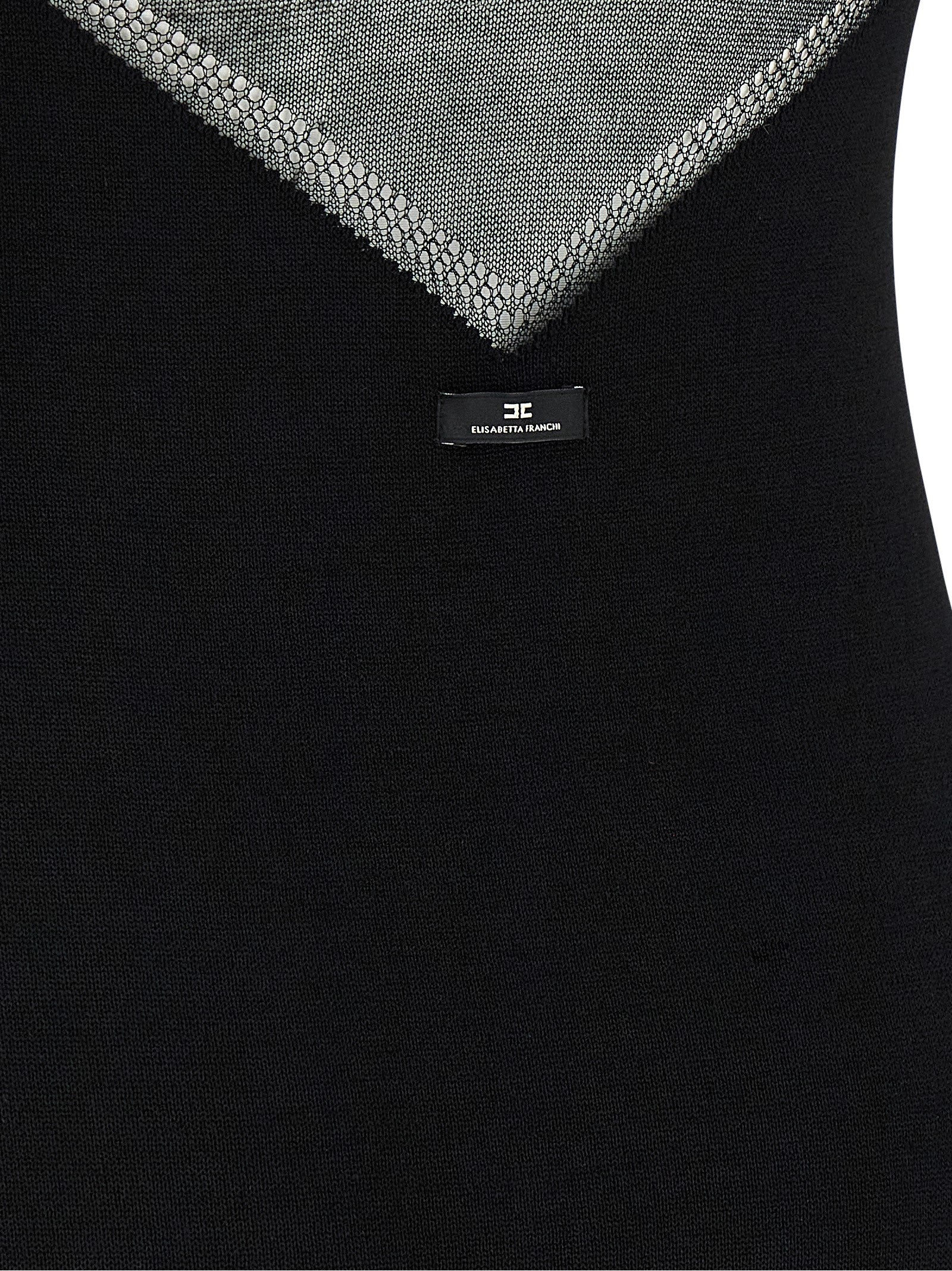 Dress by Elisabetta Franchi for women in polyamide viscose & cotton black features a dramatic silhouette, showcasing an elegant and that flows into a dramatic short mini.