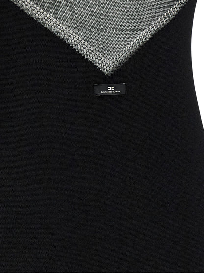 Dress by Elisabetta Franchi for women in polyamide viscose & cotton black features a dramatic silhouette, showcasing an elegant and that flows into a dramatic short mini.