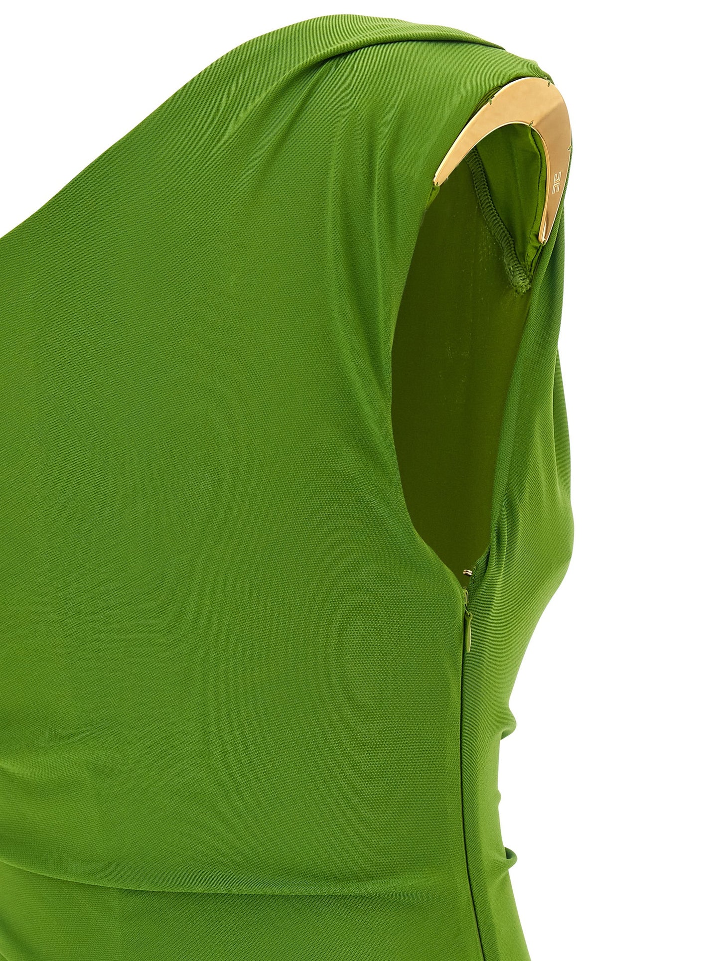 Dress by Elisabetta Franchi for women in stretch viscose bicolour & green showcases a striking silhouette, elegantly detailed with a , refined , and a striking long for a striking finish.