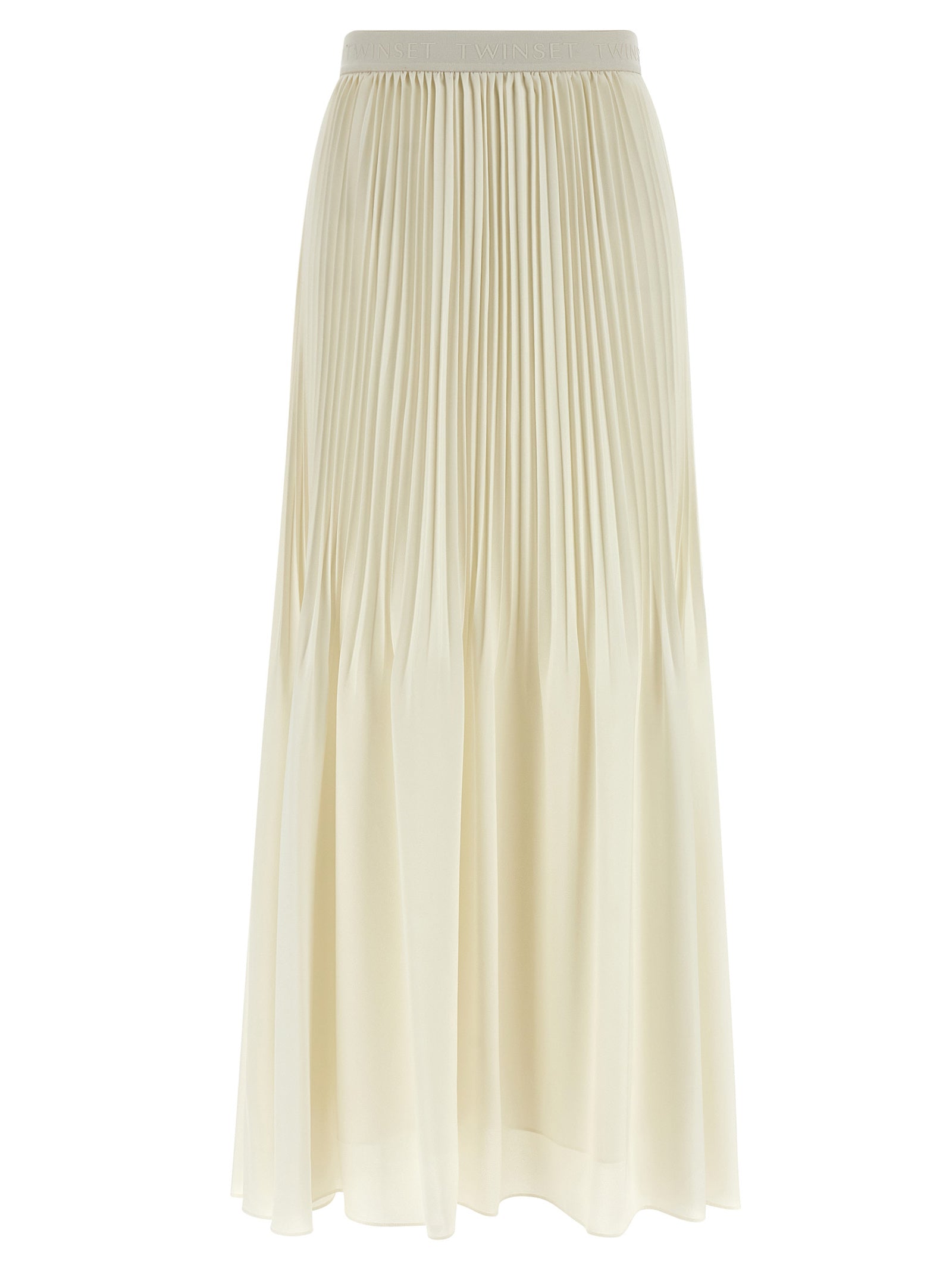 Skirt by Twinset for women in polyester white features a captivating silhouette, showcasing the captivating Women's Pleated Polyester Mini Skirt design with a sophisticated mini for a captivating look.