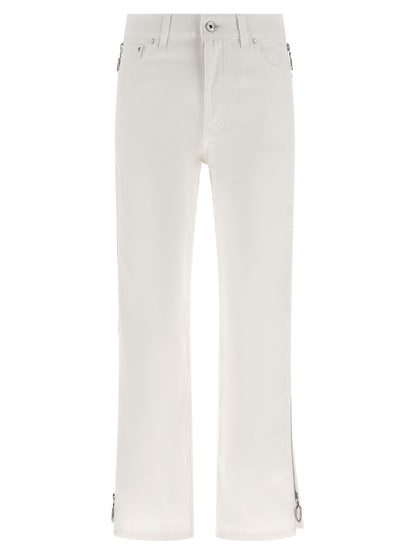 Jeans by Paco Rabanne for women in denim cotton white features an refined tailoring silhouette, showcasing a premium with a mid rise and long cut for a refined tailoring look.