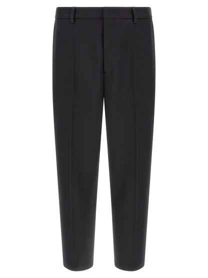 Jil Sander Men's Tapered Leg Relaxed Fit Polyester Trousers - Black
