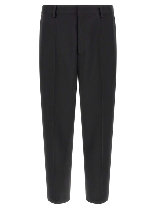 Jil Sander Men's Tapered Leg Relaxed Fit Polyester Trousers - Black