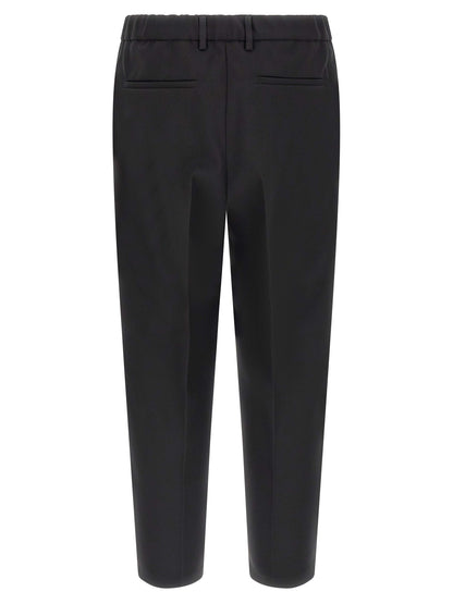 Jil Sander Men's Tapered Leg Relaxed Fit Polyester Trousers - Black