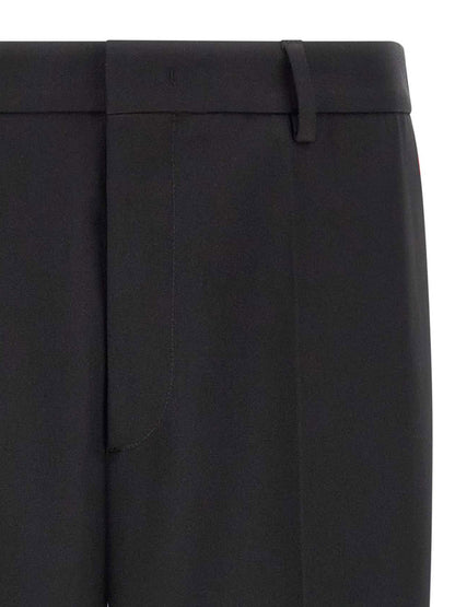 Jil Sander Men's Tapered Leg Relaxed Fit Polyester Trousers - Black