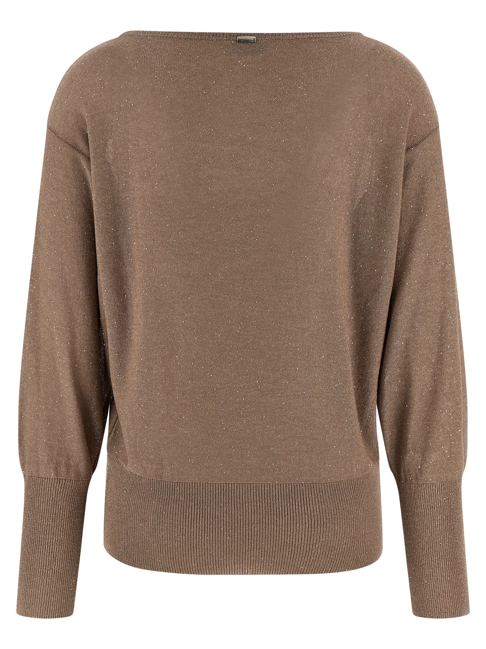 Cardigan by Herno for women in polyamide viscose & sequins brown showcases a captivating silhouette, artfully detailed with a captivating and round neckline for a truly sophisticated captivating look.