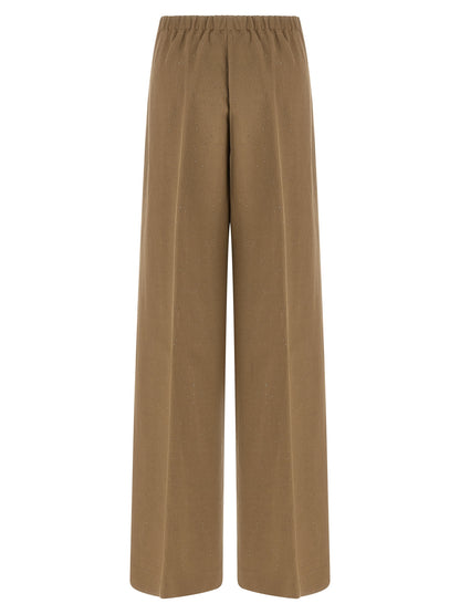 Casual Pants by Herno for women in polyamide linen viscose & sequins brown features a polished silhouette with a polished straight-leg & wide, reaching a polished long and finished with a polished .