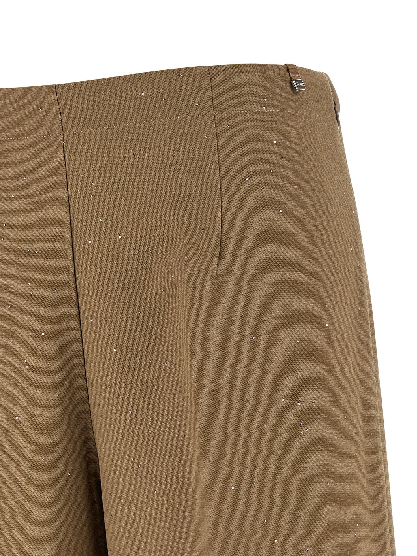 Casual Pants by Herno for women in polyamide linen viscose & sequins brown presents a tailored silhouette, showcasing a tailored straight-leg & wide and long cut with a refined for a truly tailored aesthetic.