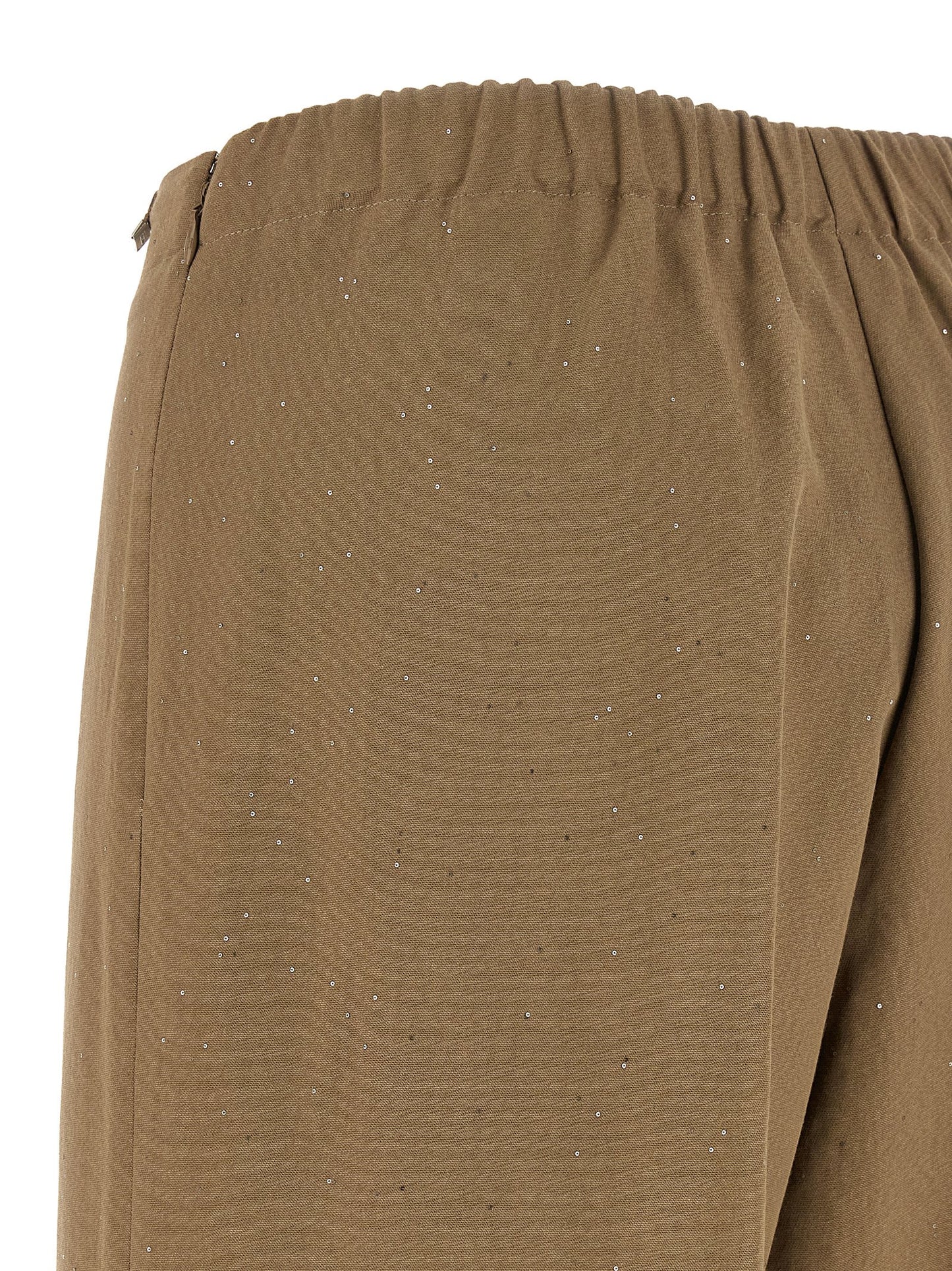 Casual Pants by Herno for women in polyamide linen viscose & sequins brown features an sartorial straight-leg & wide and long with a cut for a sartorial finish.