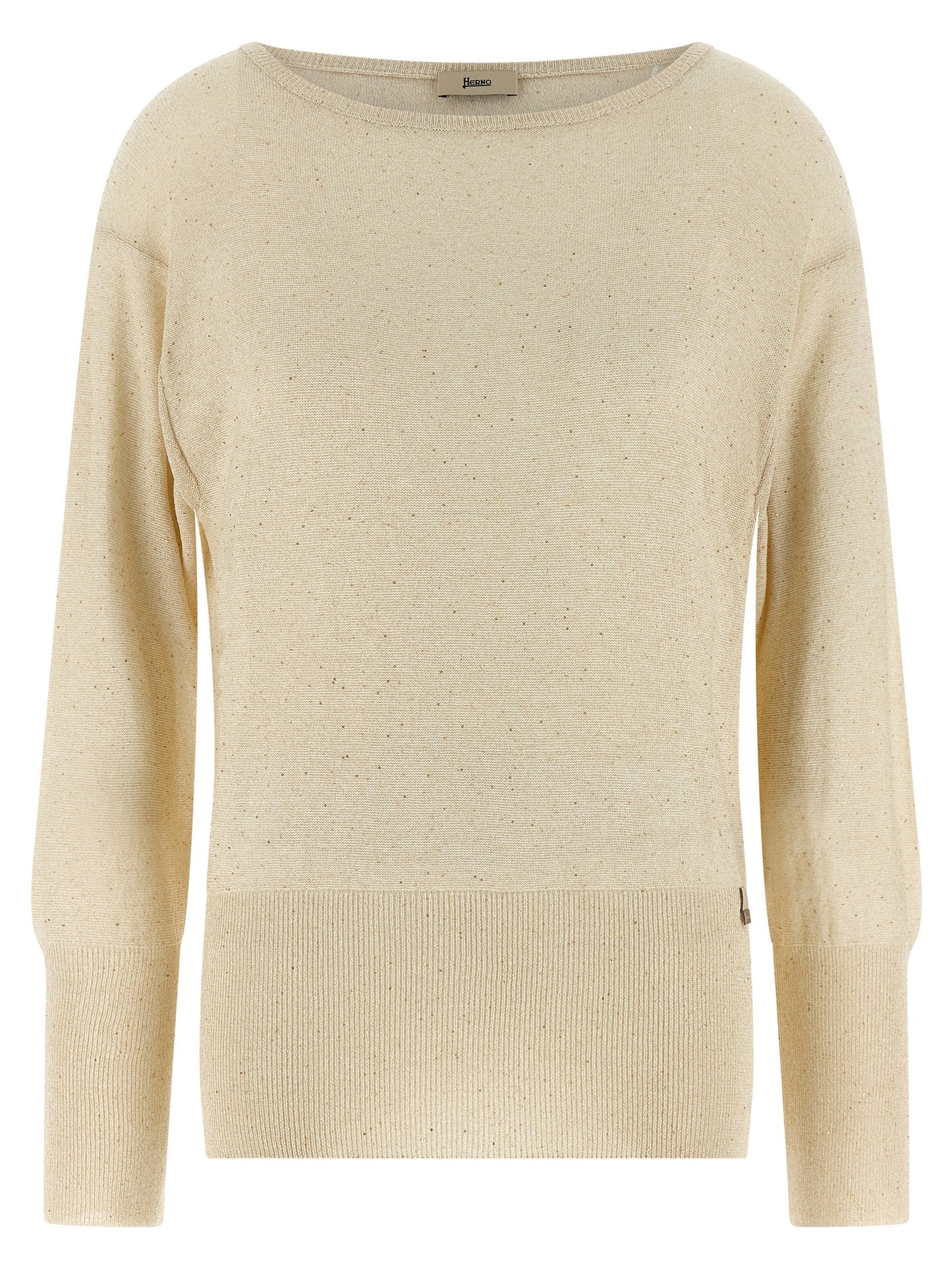 Cardigan by Herno for women in polyamide viscose & sequins beige features a nuanced silhouette with a refined round neckline and nuanced detailing for a sophisticated look.