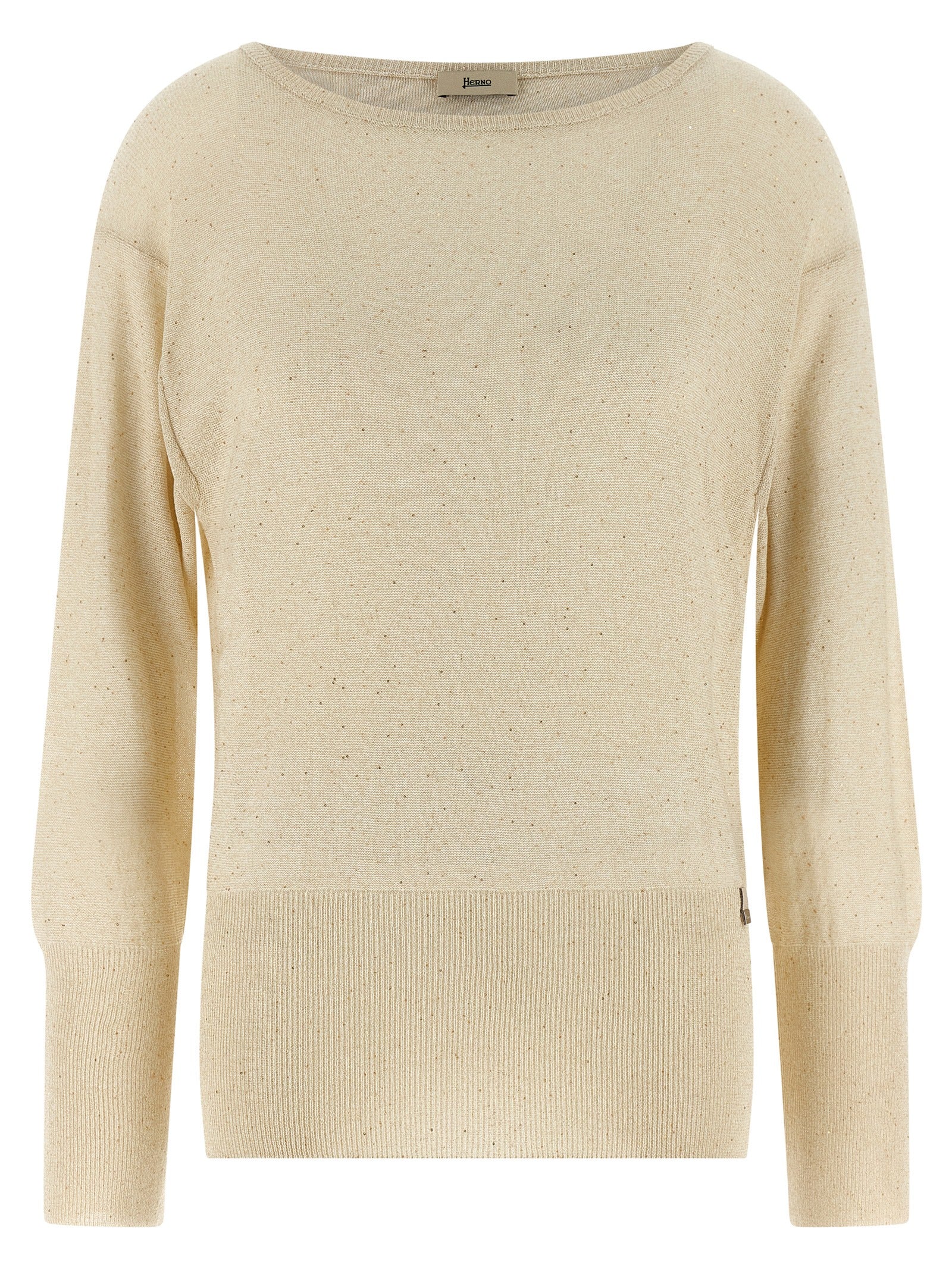 Cardigan by Herno for women in polyamide viscose & sequins beige features a nuanced silhouette with a refined round neckline and nuanced detailing for a sophisticated look.
