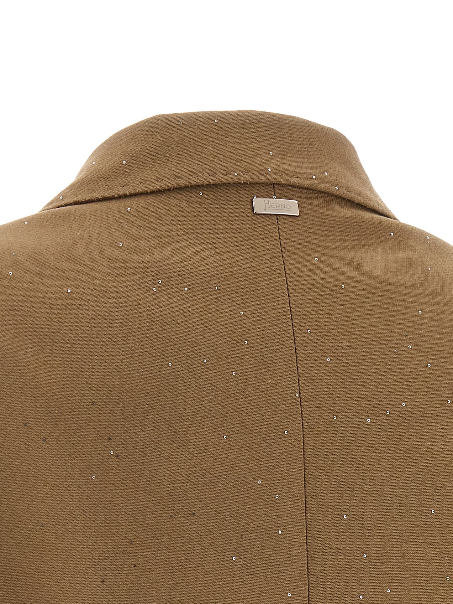 Blazer by Herno for women in viscose linen & sequins beige features an crisp silhouette with sophisticated and a crisp for a truly crisp finish.