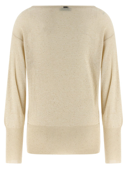 Cardigan by Herno for women in polyamide viscose & sequins beige features an impeccable silhouette, showcasing a sophisticated round neckline and detail for a truly impeccable finish.
