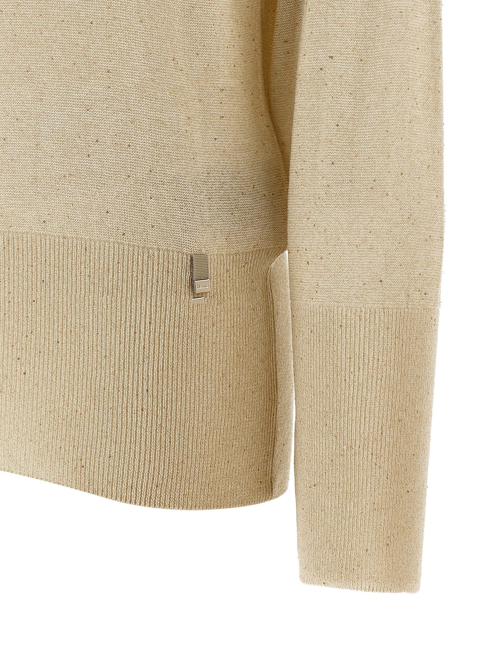 Cardigan by Herno for women in polyamide viscose & sequins beige showcases a captivating silhouette, artfully detailed with a captivating and for a truly sophisticated captivating look.